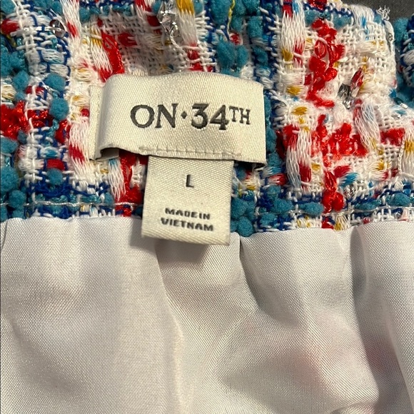 On 34th Tweed Twill Mini Skirt 90s Clueless Chanel-esque Blue Red Silver Plaid - Picture 3 of 8